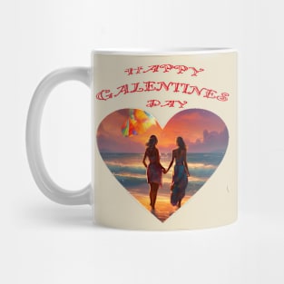 Hand in hand girlfriends on Galentines day Mug